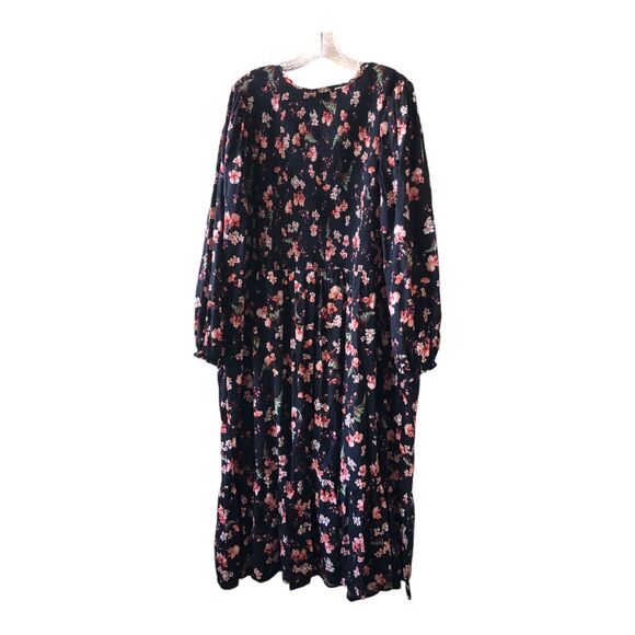 Old Navy Women's Maxi Dress Plus 4X Floral Boho Peasant Smocked Cottage V-Neck - Picture 2 of 9